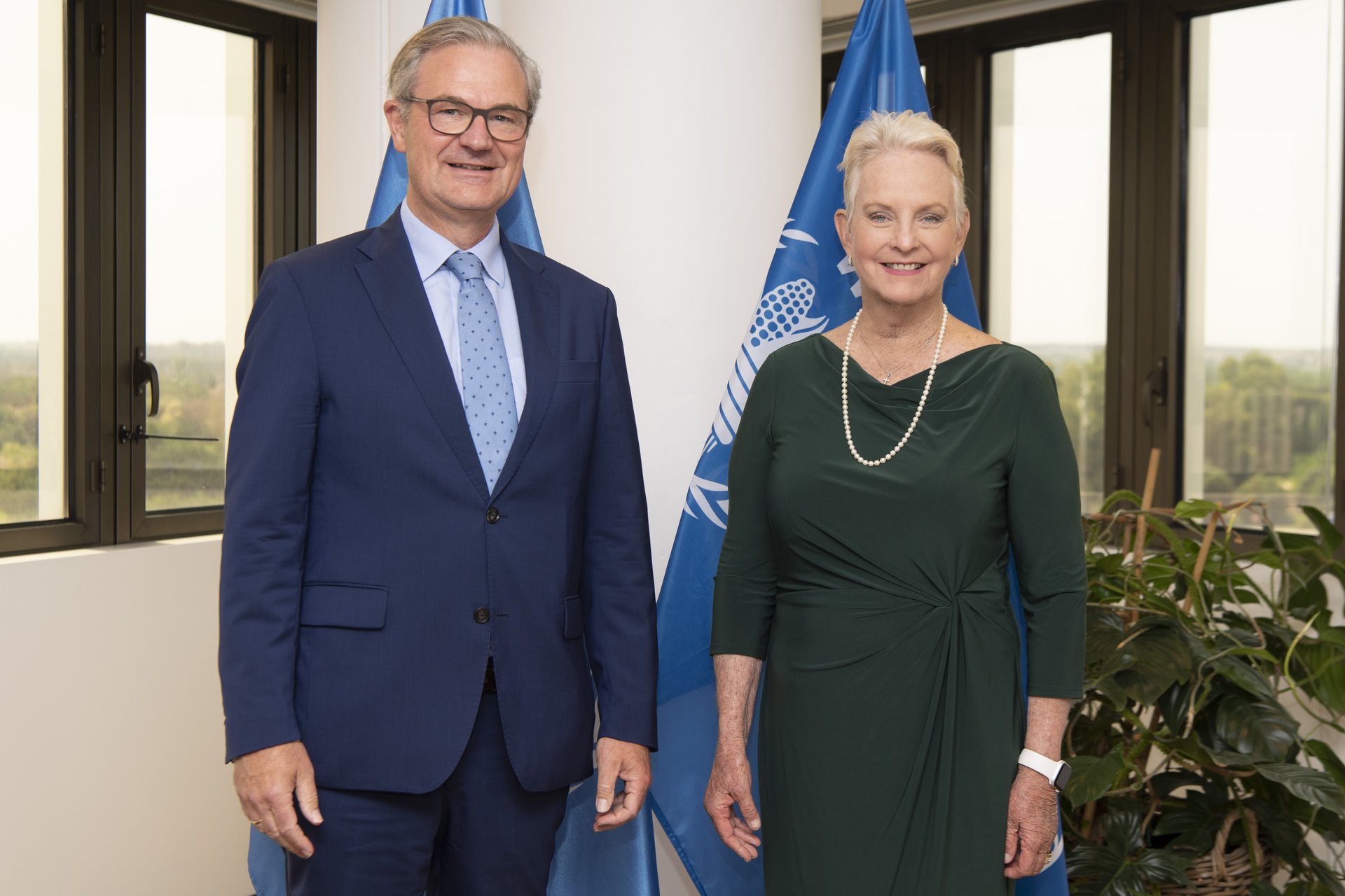 Präsident Scheller und Cindy Hensley McCain, Exekutivdirektorin des Welternährungsprogramms.