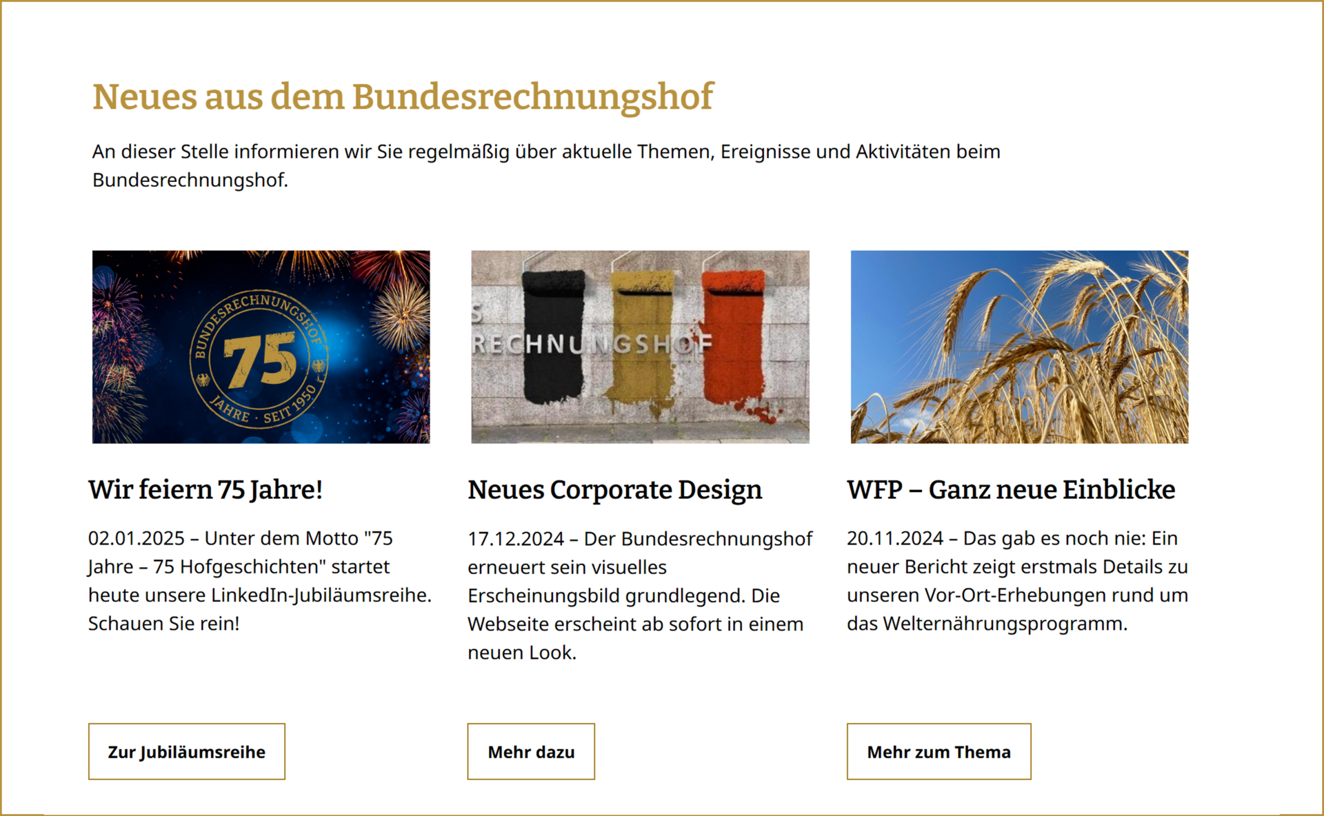 Eintr&auml;ge mit Neuigkeiten aus dem Bundesrechnungshof
