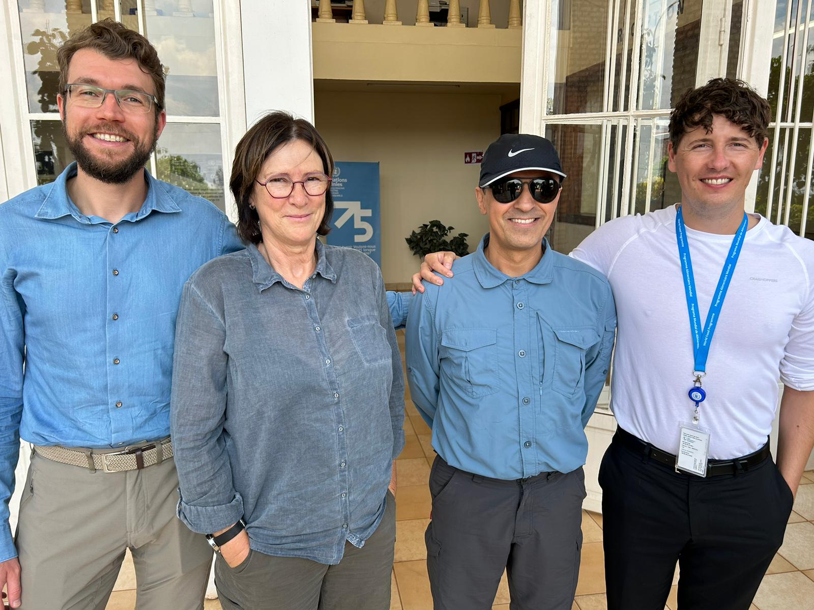 BRH-Prüfteam Länderbüro Burundi, Ostafrika: Robert Dürrschmidt, Andrea Schuch, Mouhssin Saidi, Dr. Karsten Asbahr (v. l.). 